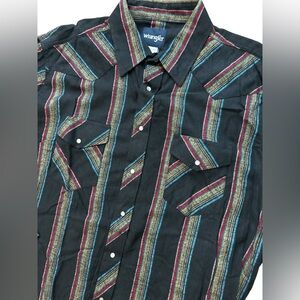 Vintage Wrangler Pearl Snap Western Shirt Men’s Size‎ 2XT Tall Cowboy Multicolor
